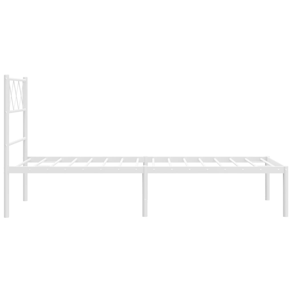 vidaXL Metal Bed Frame without Mattress with Headboard White 107x203cm