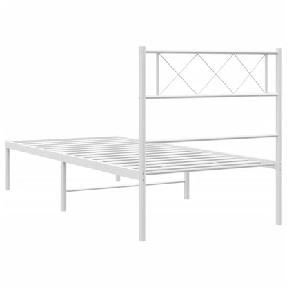 vidaXL Metal Bed Frame without Mattress with Headboard White 107x203cm