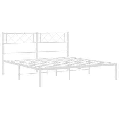vidaXL Metal Bed Frame without Mattress with Headboard White 135x190cm