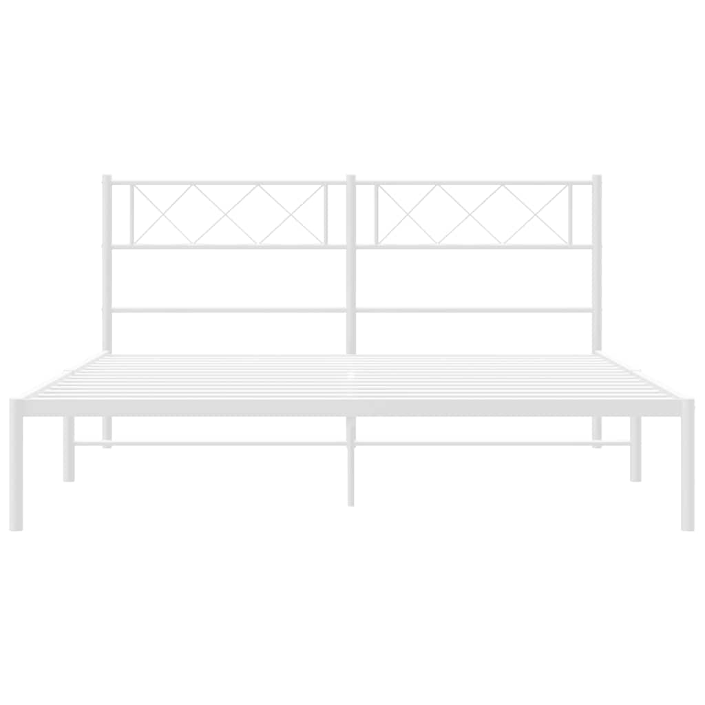 vidaXL Metal Bed Frame without Mattress with Headboard White 135x190cm