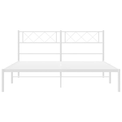 vidaXL Metal Bed Frame without Mattress with Headboard White 135x190cm