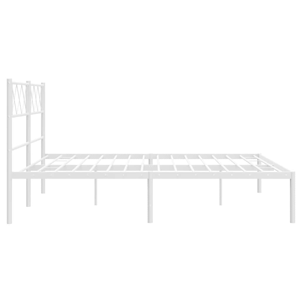 vidaXL Metal Bed Frame without Mattress with Headboard White 135x190cm