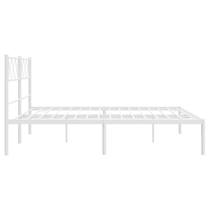 vidaXL Metal Bed Frame without Mattress with Headboard White 135x190cm