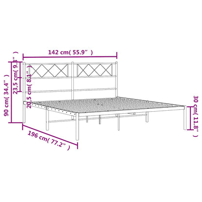 vidaXL Metal Bed Frame without Mattress with Headboard White 135x190cm