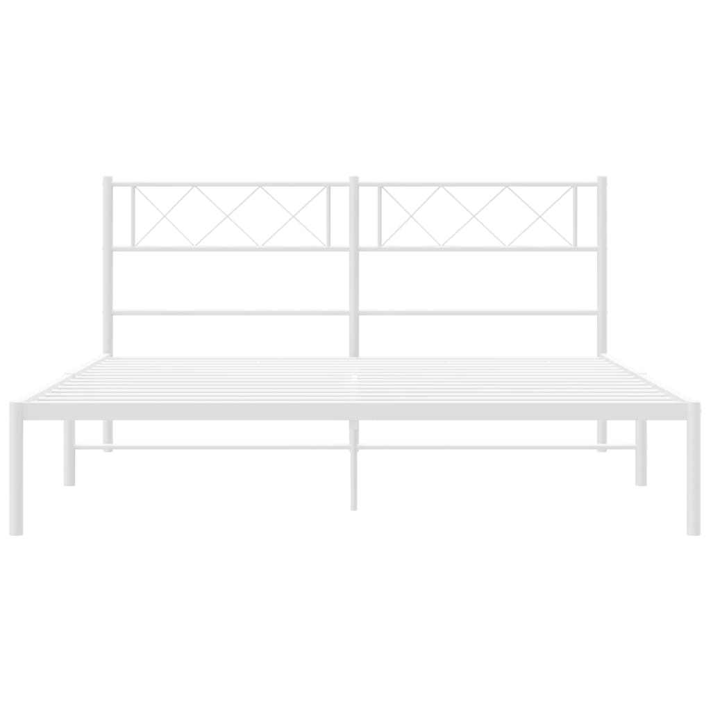 vidaXL Metal Bed Frame without Mattress with Headboard White 140x190cm