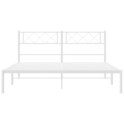 vidaXL Metal Bed Frame without Mattress with Headboard White 140x190cm