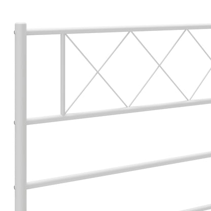 vidaXL Metal Bed Frame without Mattress with Headboard White 140x190cm