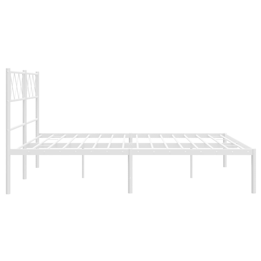 vidaXL Metal Bed Frame without Mattress with Headboard White 140x200cm