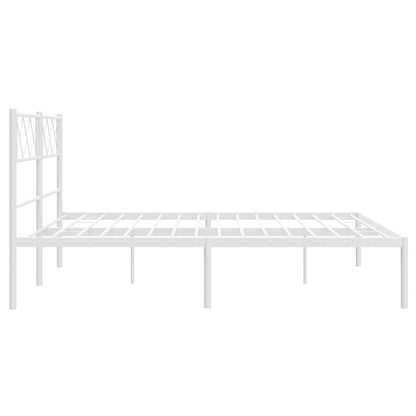 vidaXL Metal Bed Frame without Mattress with Headboard White 140x200cm