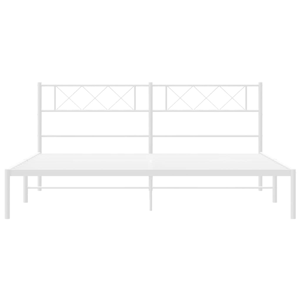vidaXL Metal Bed Frame without Mattress with Headboard White 160x200cm