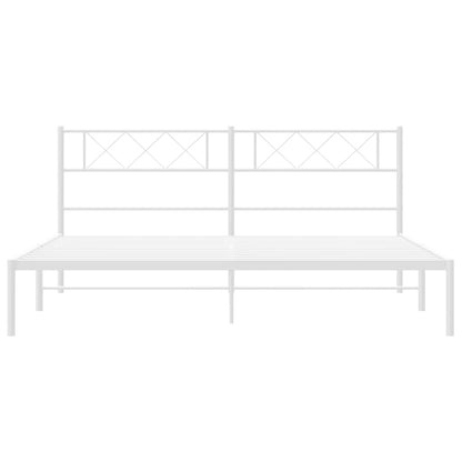 vidaXL Metal Bed Frame without Mattress with Headboard White 160x200cm