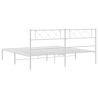 vidaXL Metal Bed Frame without Mattress with Headboard White 160x200cm