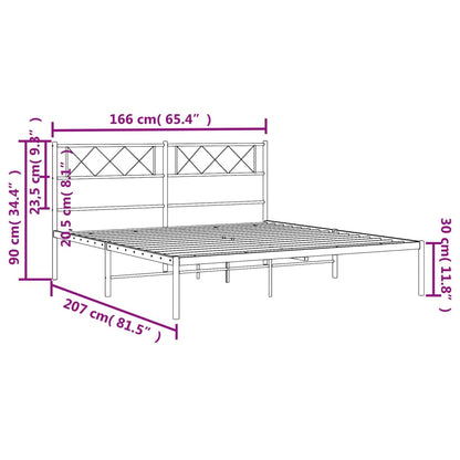 vidaXL Metal Bed Frame without Mattress with Headboard White 160x200cm
