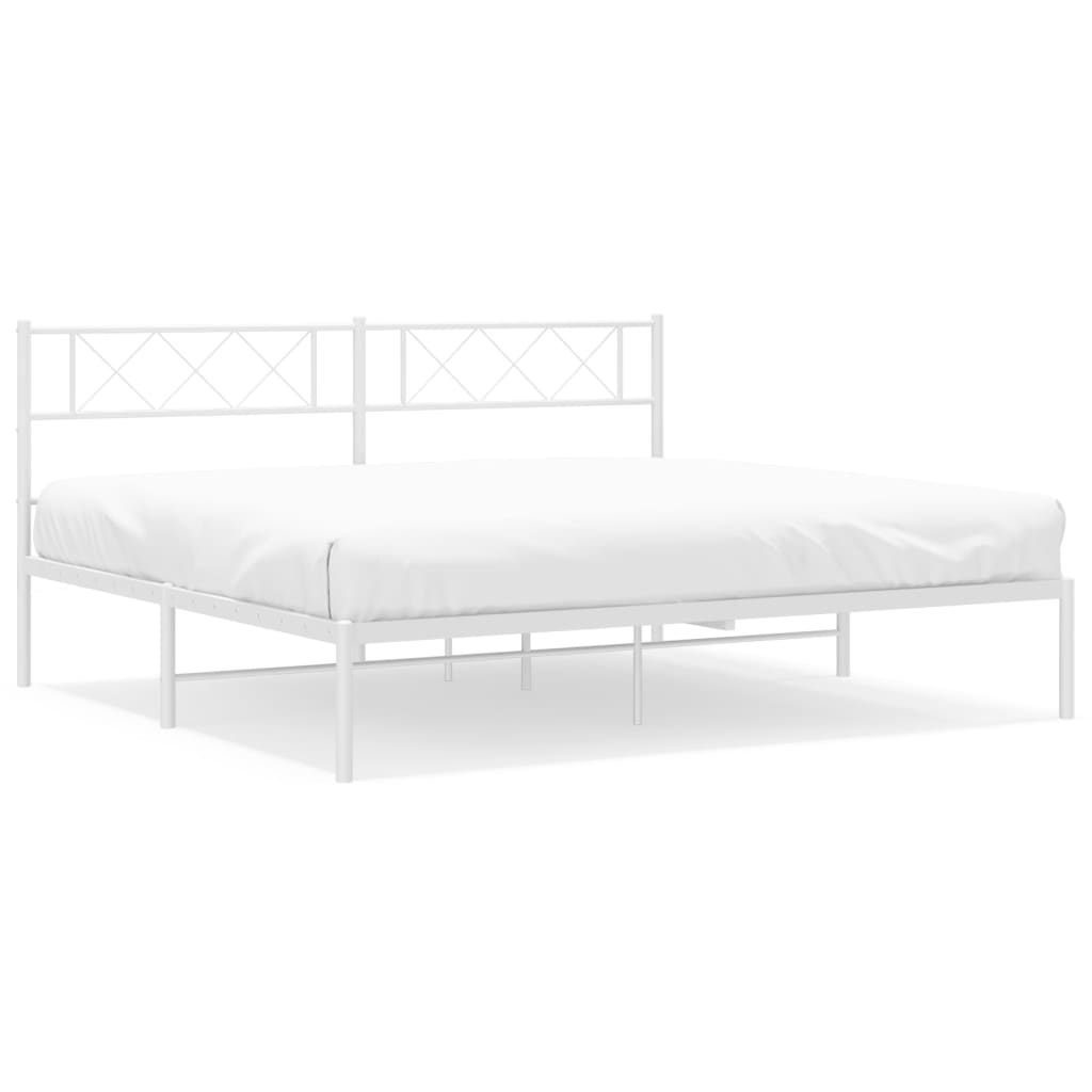 vidaXL Metal Bed Frame without Mattress with Headboard White 180x200cm