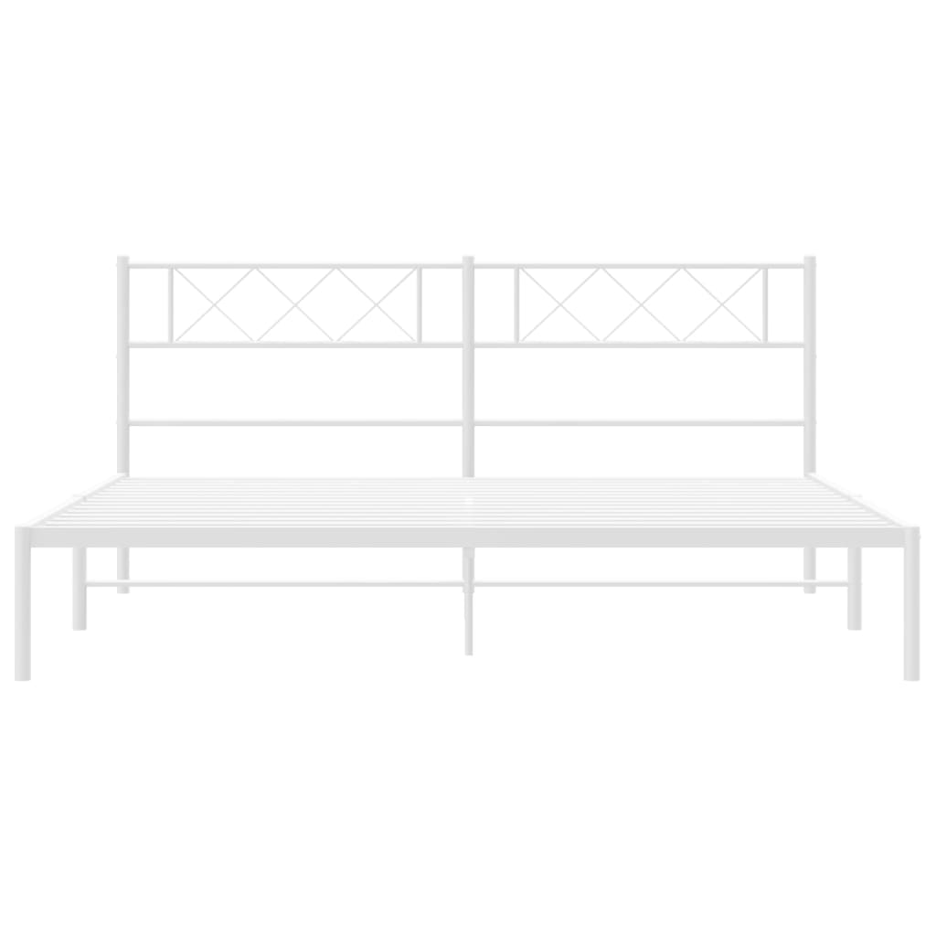 vidaXL Metal Bed Frame without Mattress with Headboard White 180x200cm