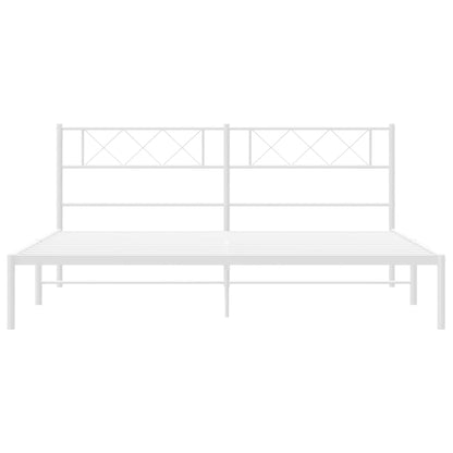 vidaXL Metal Bed Frame without Mattress with Headboard White 180x200cm