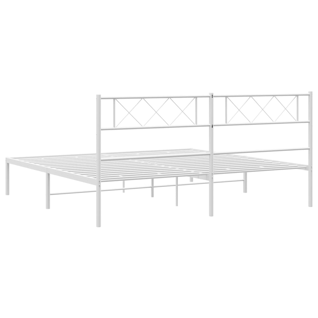 vidaXL Metal Bed Frame without Mattress with Headboard White 180x200cm