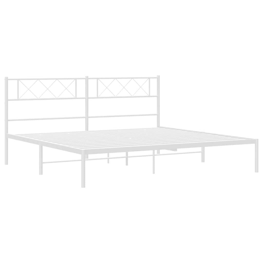 vidaXL Metal Bed Frame without Mattress with Headboard White 183x213cm