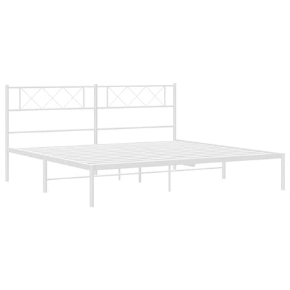 vidaXL Metal Bed Frame without Mattress with Headboard White 183x213cm