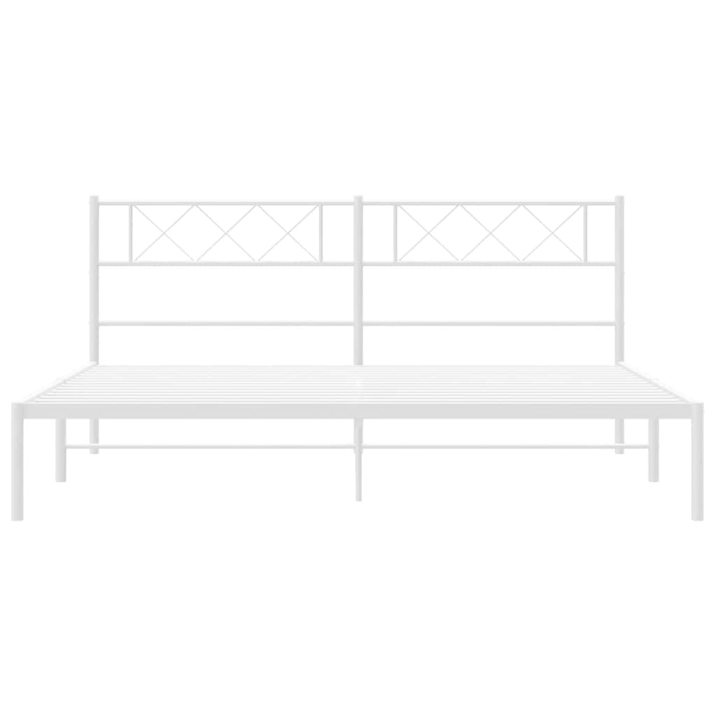 vidaXL Metal Bed Frame without Mattress with Headboard White 183x213cm