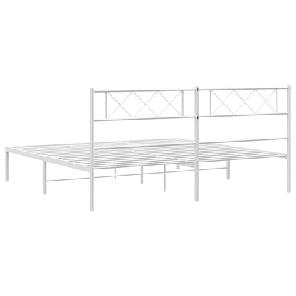 vidaXL Metal Bed Frame without Mattress with Headboard White 183x213cm