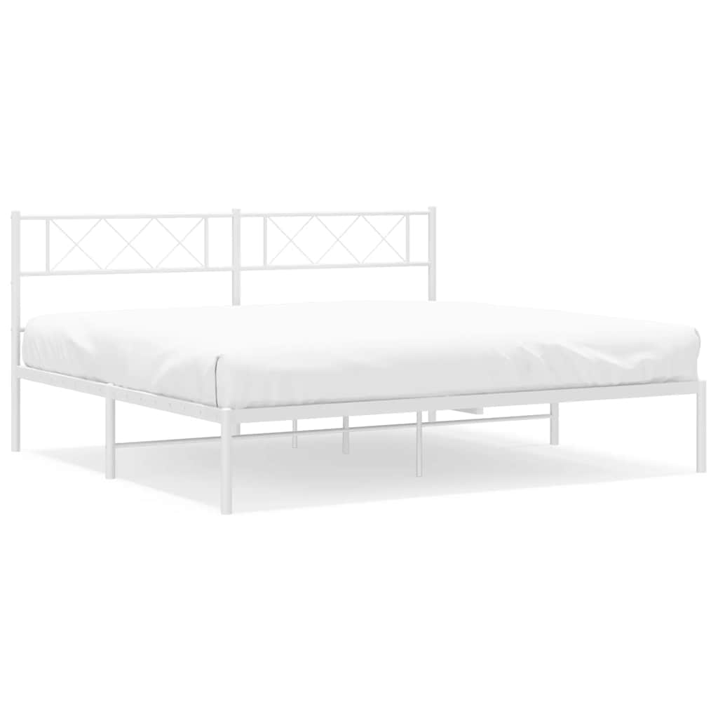 vidaXL Metal Bed Frame without Mattress with Headboard White 193x203cm