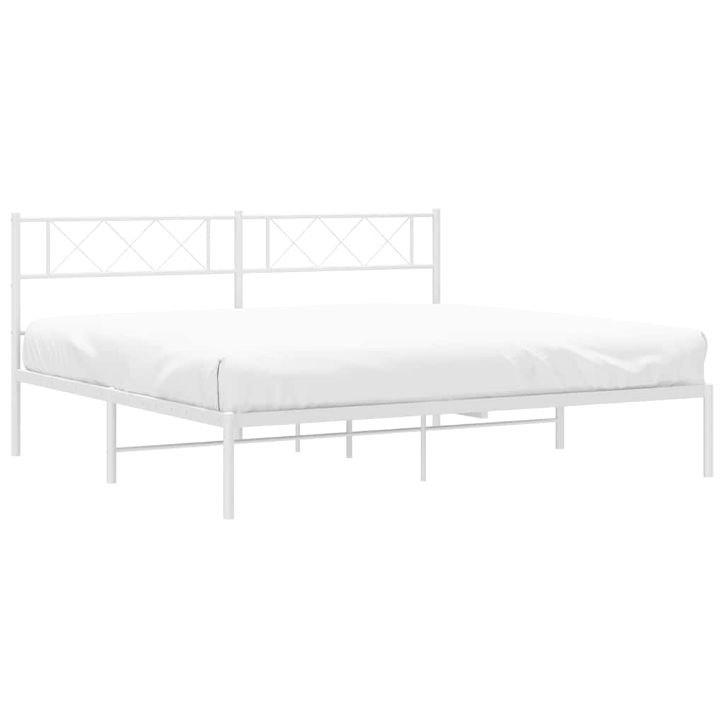 vidaXL Metal Bed Frame without Mattress with Headboard White 193x203cm
