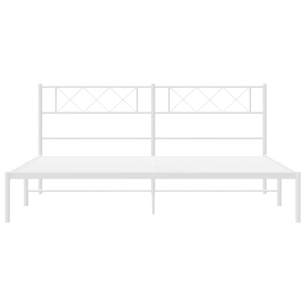 vidaXL Metal Bed Frame without Mattress with Headboard White 193x203cm