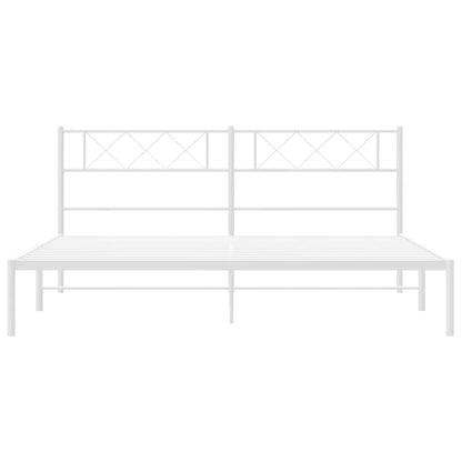 vidaXL Metal Bed Frame without Mattress with Headboard White 193x203cm