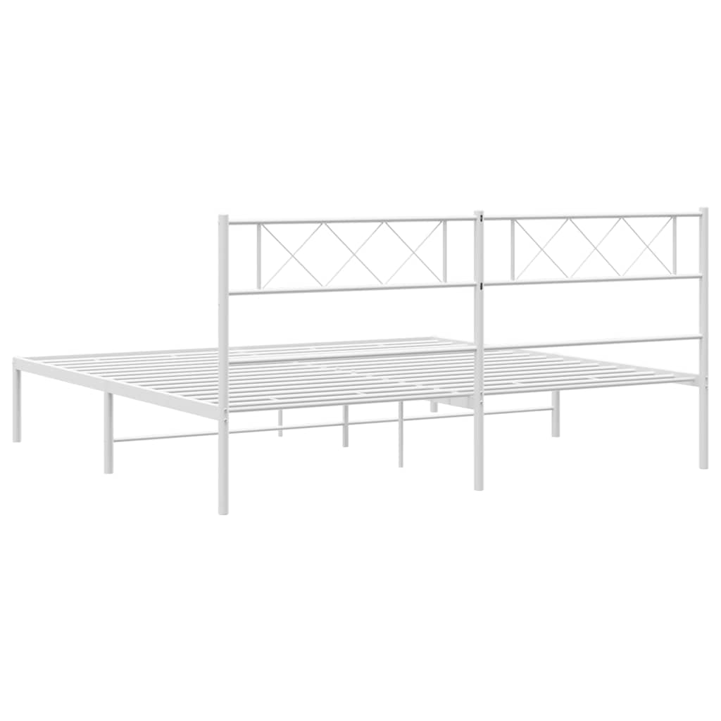 vidaXL Metal Bed Frame without Mattress with Headboard White 193x203cm