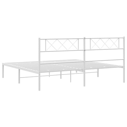 vidaXL Metal Bed Frame without Mattress with Headboard White 193x203cm