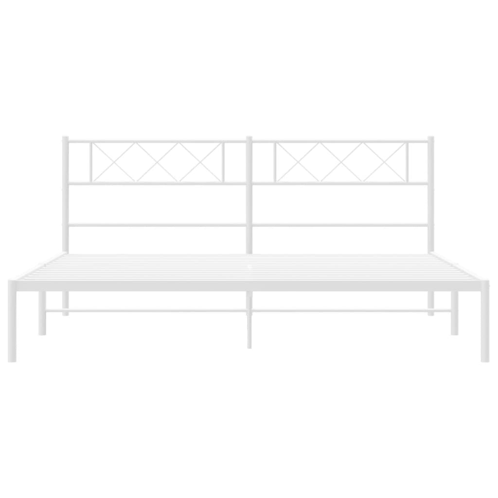 vidaXL Metal Bed Frame without Mattress with Headboard White 200x200cm