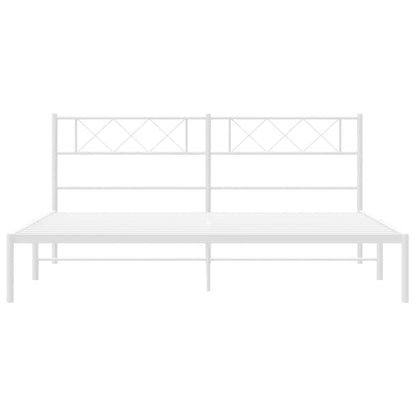 vidaXL Metal Bed Frame without Mattress with Headboard White 200x200cm