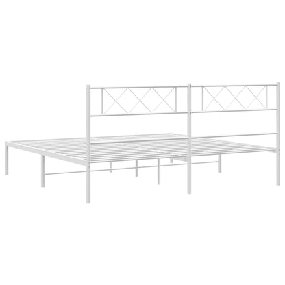 vidaXL Metal Bed Frame without Mattress with Headboard White 200x200cm