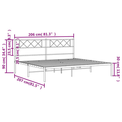 vidaXL Metal Bed Frame without Mattress with Headboard White 200x200cm