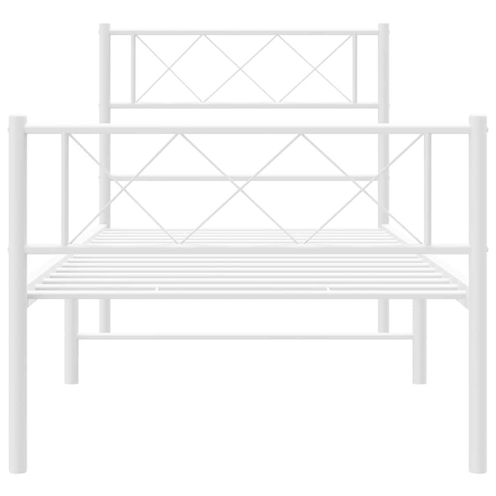 vidaXL Metal Bed Frame without Mattress with Footboard White 100x190cm