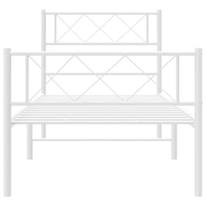 vidaXL Metal Bed Frame without Mattress with Footboard White 100x190cm