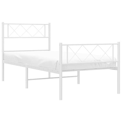 vidaXL Metal Bed Frame without Mattress with Footboard White 100x200cm