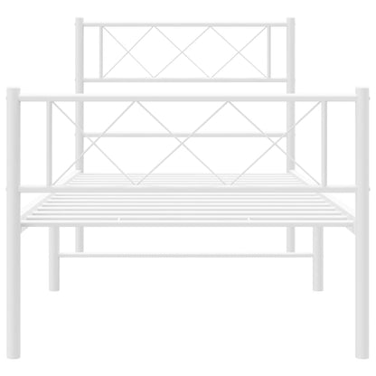 vidaXL Metal Bed Frame without Mattress with Footboard White 107x203cm