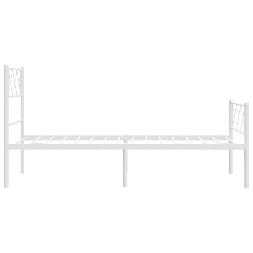 vidaXL Metal Bed Frame without Mattress with Footboard White 107x203cm