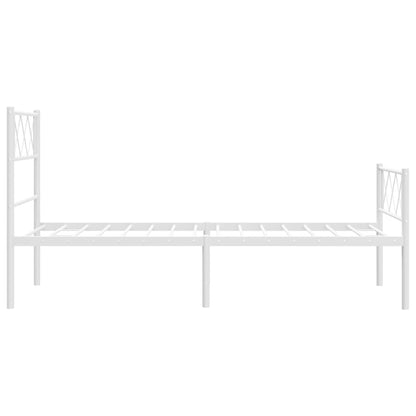 vidaXL Metal Bed Frame without Mattress with Footboard White 107x203cm