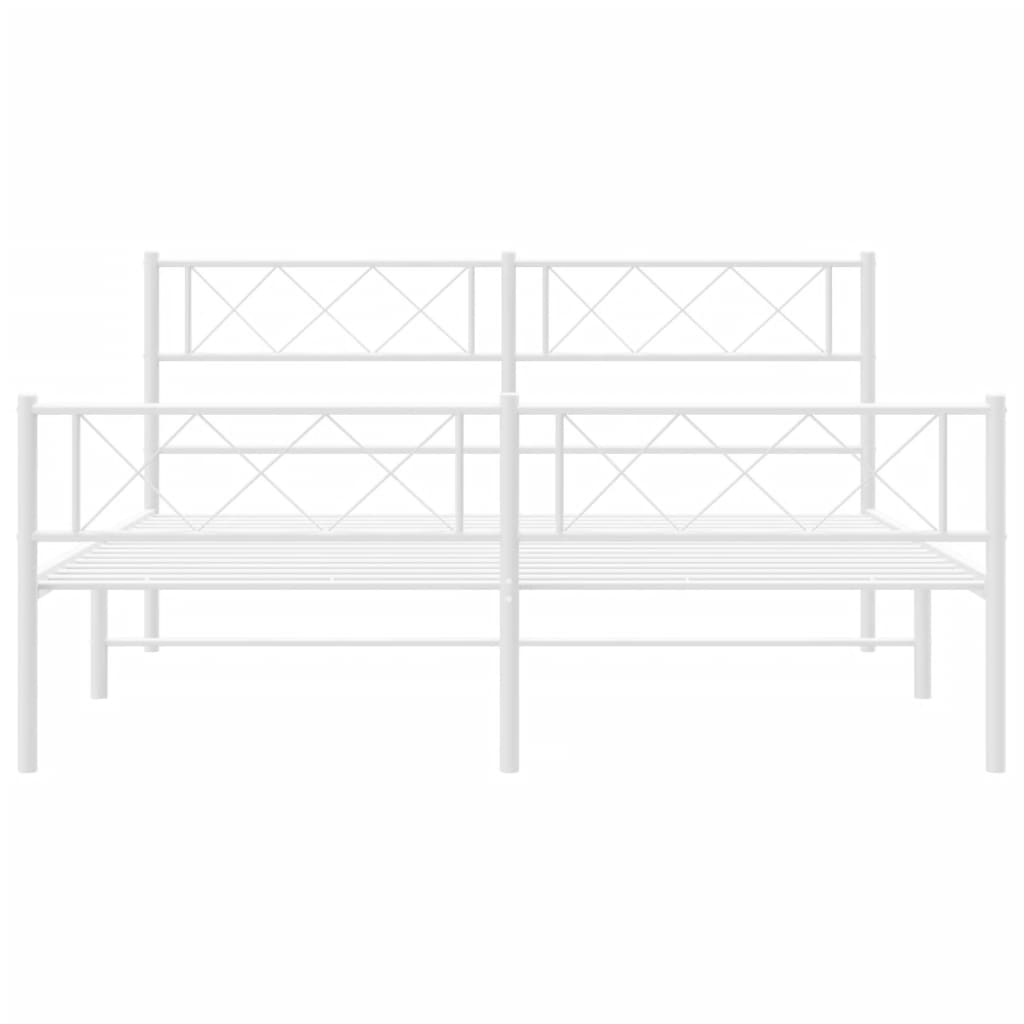 vidaXL Metal Bed Frame without Mattress with Footboard White 120x200cm