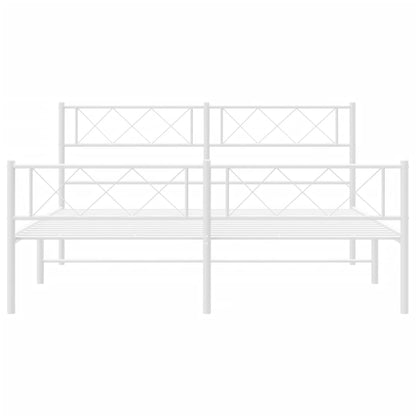 vidaXL Metal Bed Frame without Mattress with Footboard White 120x200cm