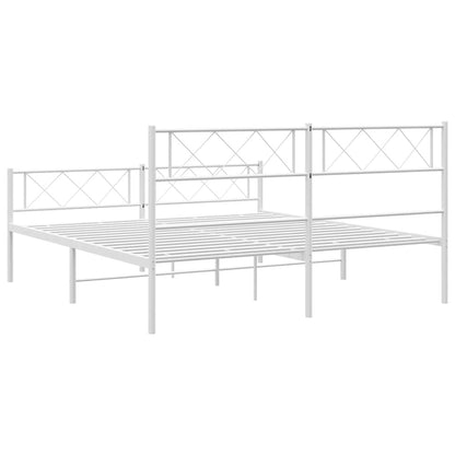 vidaXL Metal Bed Frame without Mattress with Footboard White 135x190cm