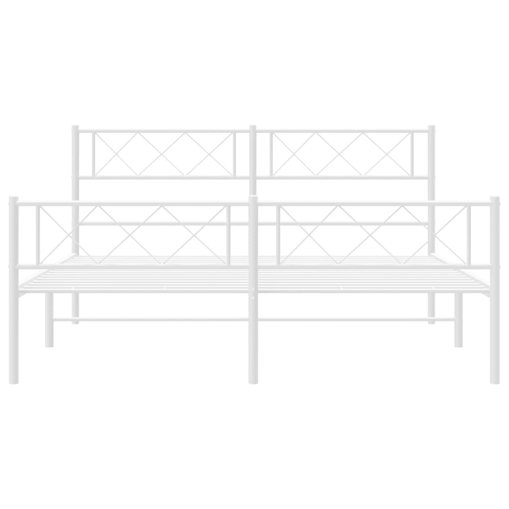 vidaXL Metal Bed Frame without Mattress with Footboard White 140x190cm