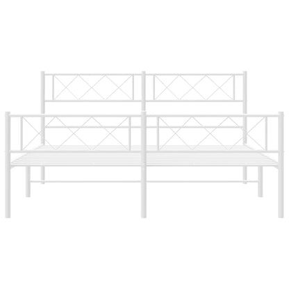 vidaXL Metal Bed Frame without Mattress with Footboard White 140x190cm