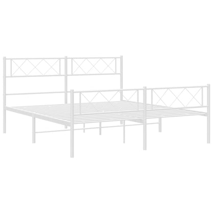 vidaXL Metal Bed Frame without Mattress with Footboard White 140x190cm