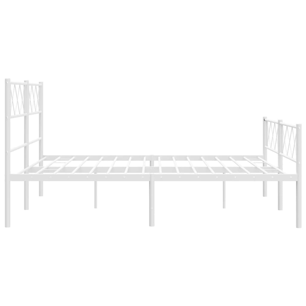 vidaXL Metal Bed Frame without Mattress with Footboard White 140x190cm