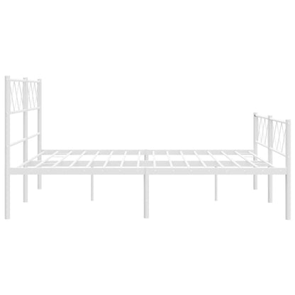vidaXL Metal Bed Frame without Mattress with Footboard White 140x190cm