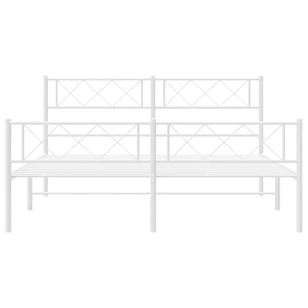 vidaXL Metal Bed Frame without Mattress with Footboard White 150x200cm